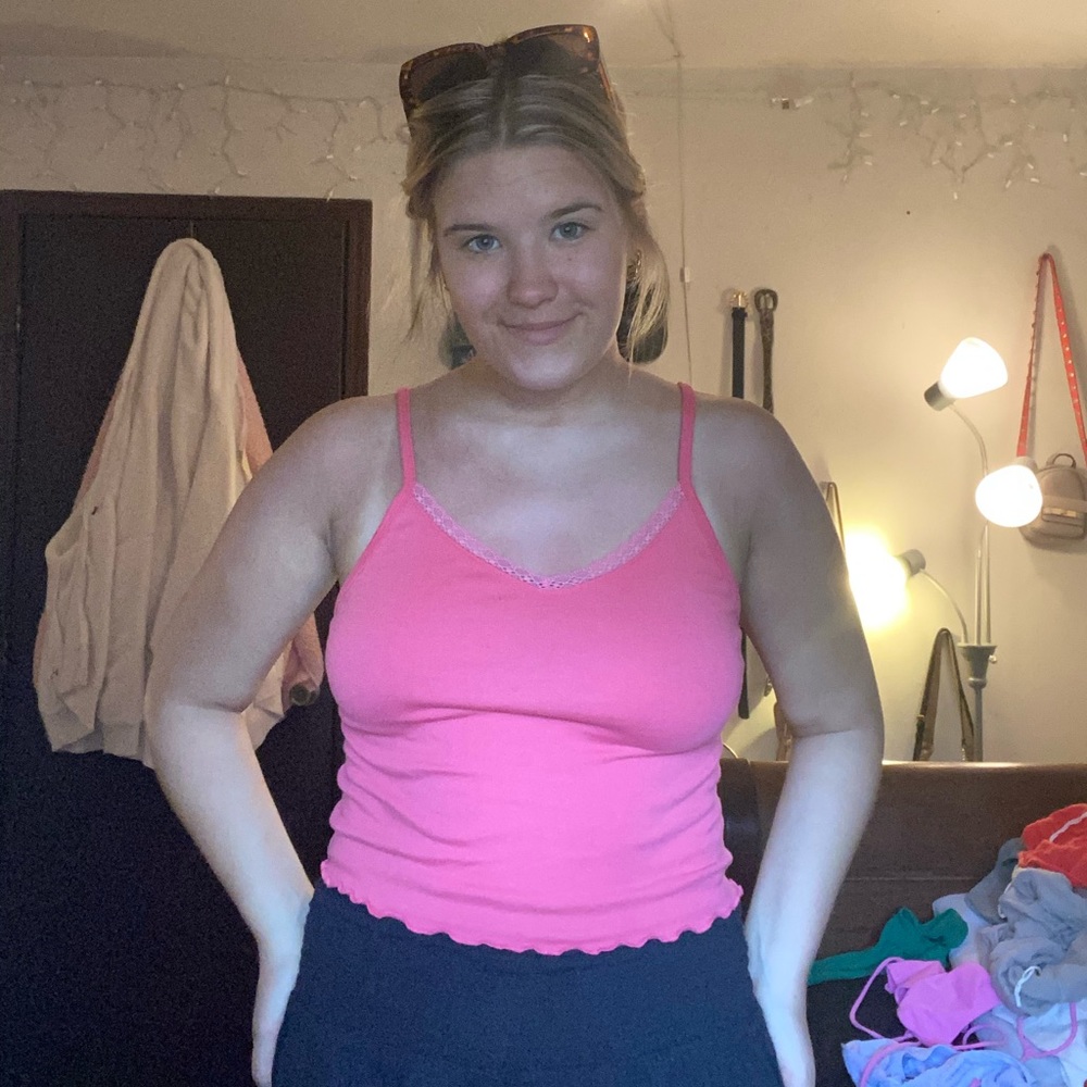 lace lined tank top
